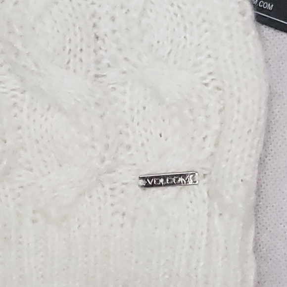 Volcom Sweater Small White Cable Knit Cropped - Picture 6 of 14